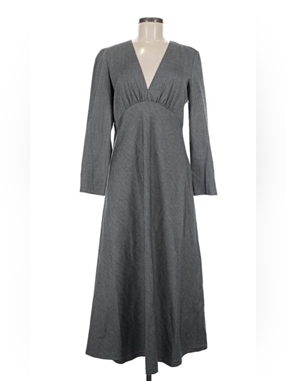 Zara Gray V-Neck Maxi Dress
